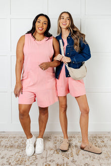  Up and Running Mineral Wash Romper in Coral Pink