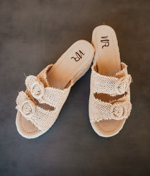  Eriwen Buckle Wedge in Cream