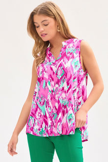  Dear Scarlett Lizzy Tank Top in Pink/Teal