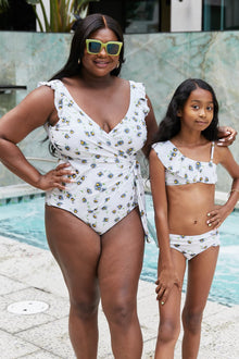  Marina West Swim Float On Ruffle Faux Wrap One-Piece in Daisy Cream