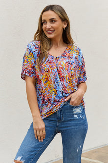  Be Stage Full Size Printed Dolman Flowy Top