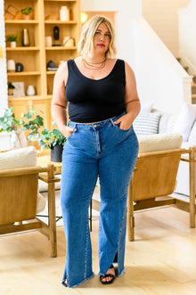  Caitlin High Rise Split Hem Straight Jeans
