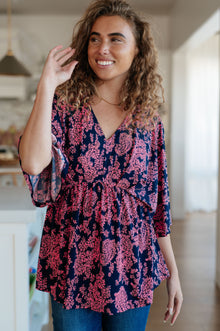  Dearest Dreamer Peplum Top in Pink Paisley