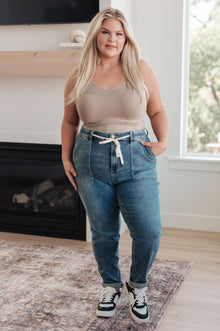  Payton Pull On Denim Joggers in Medium Wash