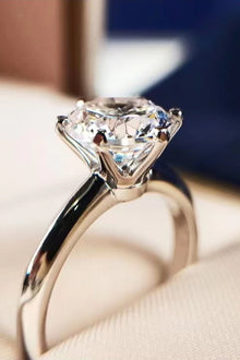  925 Sterling Silver Moissanite 6-Prong Ring
